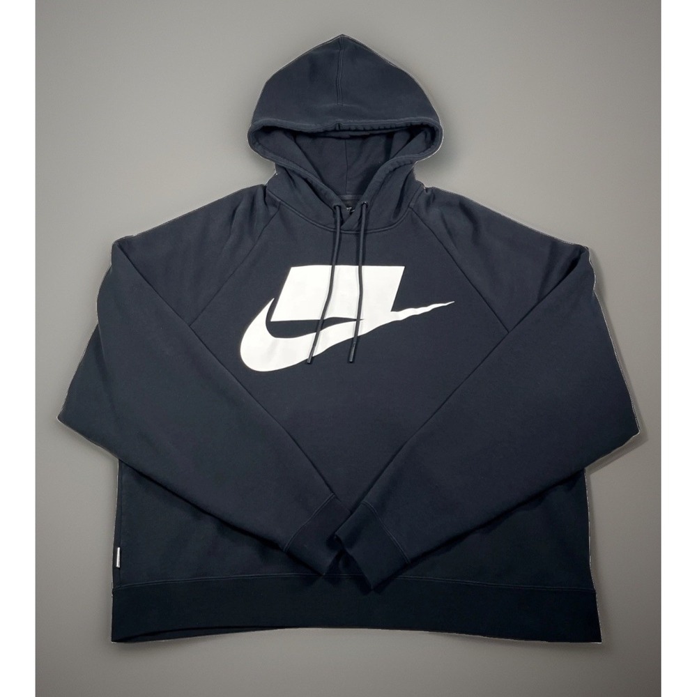 Nike Sportswear NSW Mens M Hoodie Sweatshirt Black Blocked Box Swoosh AR4854-010